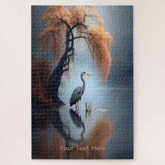 Heron by the Lakeside Wall Art Jigsaw Puzzle