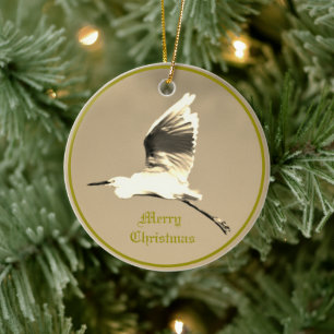 Heron Flying Photo Ceramic Ornament