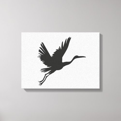 Heron flying silhouette _ Choose background color Canvas Print