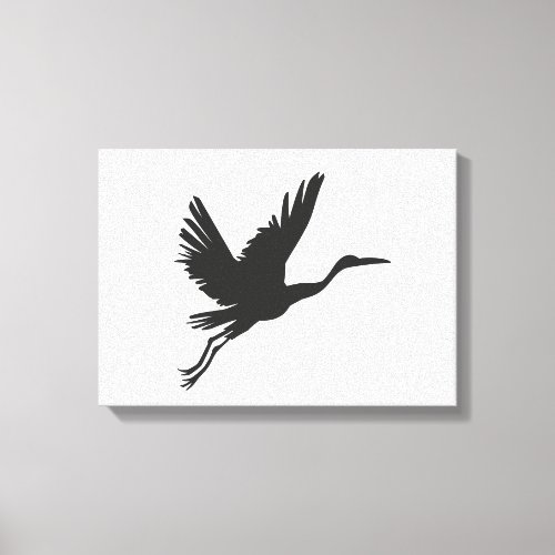 Heron flying silhouette _ Choose background color Canvas Print