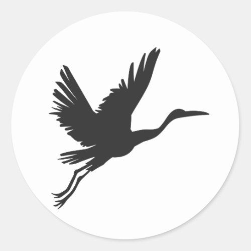 Heron flying silhouette _ Choose background color Classic Round Sticker