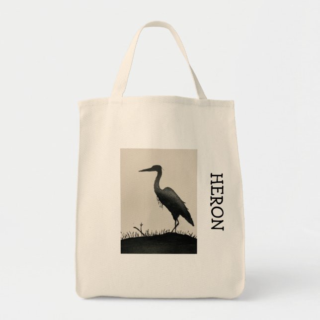 Heron Grocery Tote Bag (Front)
