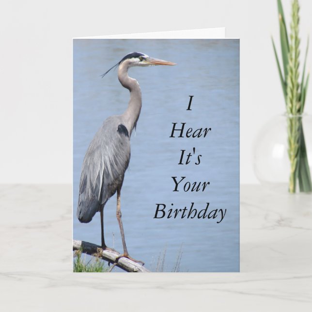 Heron Happy Birthday Card Template (Front)