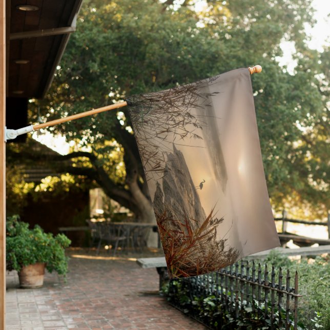 Heron Heaven - Landscape on the Lake House Flag (In SItu)