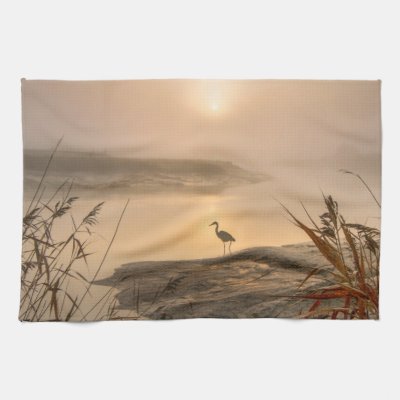 Heron Heaven - Landscape on the Lake Kitchen Towel