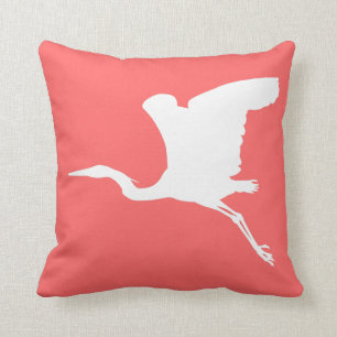 Heron in Flight Silhouette  Throw Pillow
