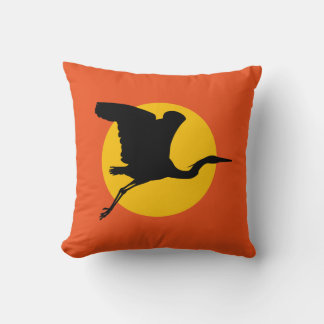 Heron in flight throw pillow