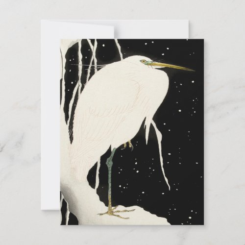 Heron in Snow _ Ohara Koson _ Vintage Art Card