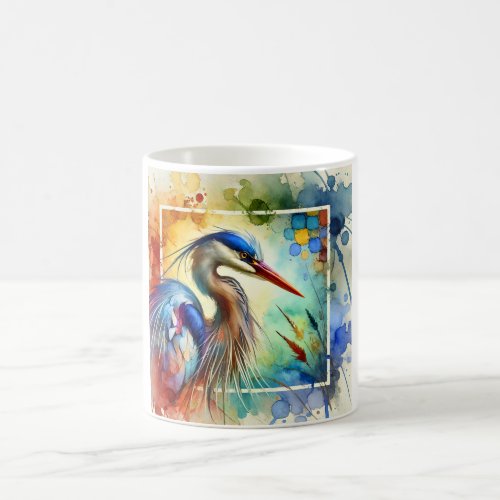 Heron in Tranquil Waters 210624AREF117 _ Watercolo Coffee Mug