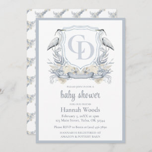 Heron Interlocking Monogram Baby Shower Invitation
