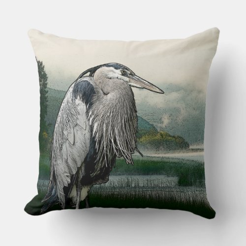 Heron Lake Throw Pillow