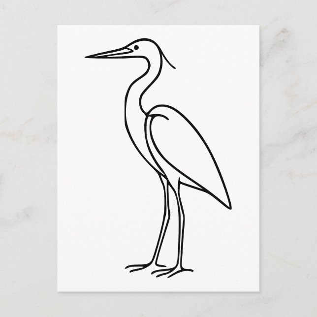 Heron Line Art – Minimalist Bird Illustration  Postcard (Front)