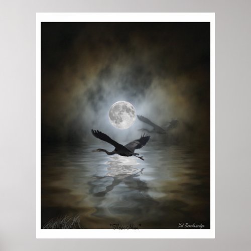 Heron Moon Art Print Poster