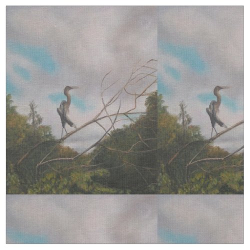HERON ON SILVER RIVER FABRIC