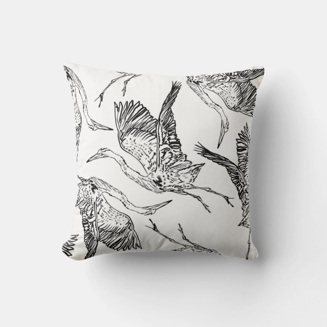 heron pattern pillow (Front)