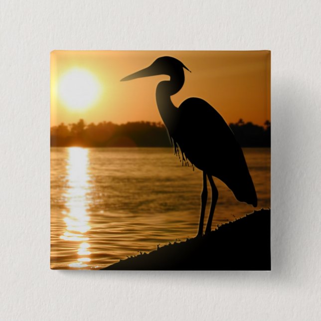 Heron Pinback Button (Front)