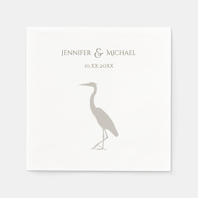 heron silhouette rustic outdoorsy nature wedding napkins (Front)