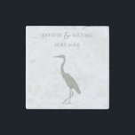 heron silhouette rustic wedding light sepia  stone magnet<br><div class="desc">This heron silhouette wedding favor magnet features a silhouetted Great Blue Heron / Egret in light sepia and your custom text on a white background - by katz_d_zynes | coordinates with my Rustic Mountain Lake Heron Wedding Invitation >>> https://www.zazzle.com/rustic_mountain_lake_heron_wedding_invitation-256268251959528080</div>
