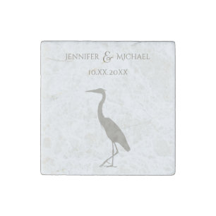 heron silhouette rustic wedding light sepia stone magnet