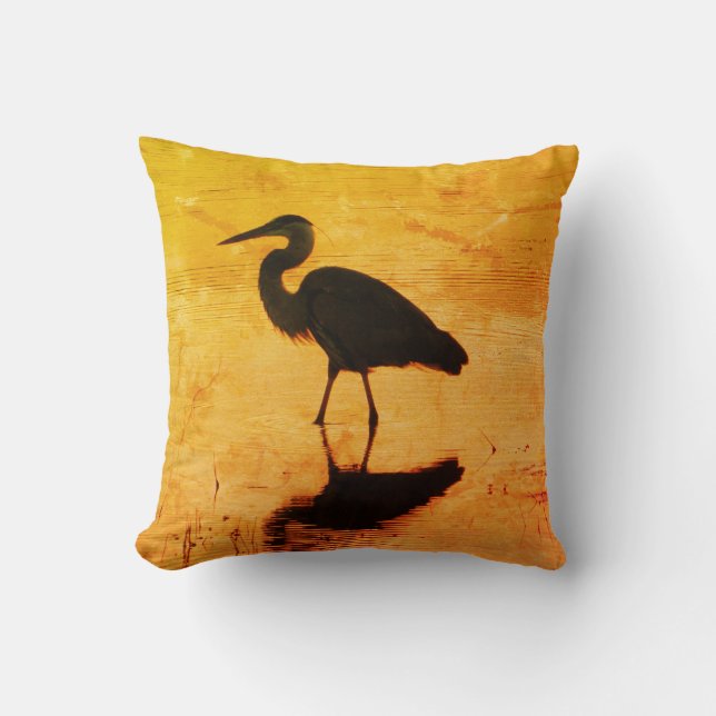 Heron Sunset Pillow (Front)