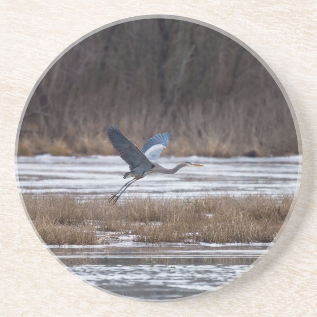 Heron Take Off Drink Coaster (Front)