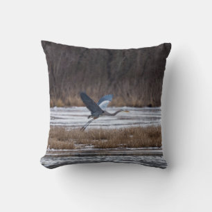 Heron Take Off Throw Pillow