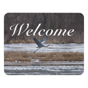 Heron Take Off Welcome Sign
