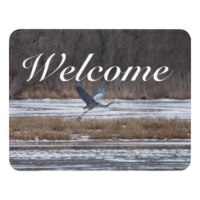 Heron Take Off Welcome Sign (Contemporary Front)