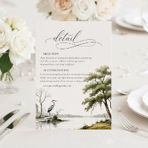 Heron Toile Country Calligraphy Wedding Details