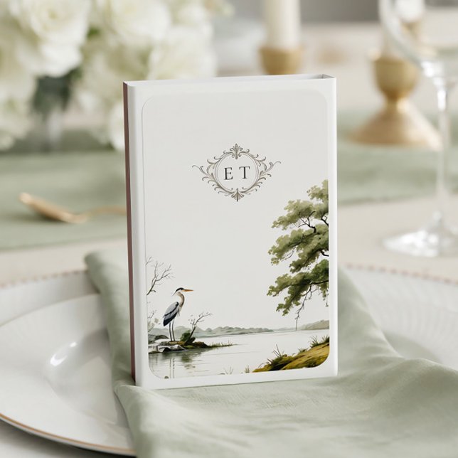 Heron Toile French Country Monogram Wedding Matchboxes (Creator Uploaded)