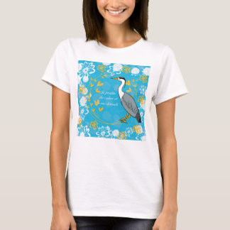 Heron, veal fleur, bleu, manala, zen, chakra T-Shirt