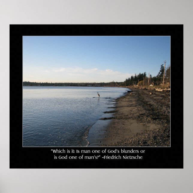 Heron with Nietzsche Quote Poster (Front)