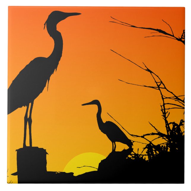 Herons at Sunset Tile (Front)