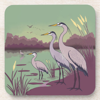 Herons by the Lake Beverage Coaster