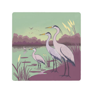 Herons by the Lake Metal Print