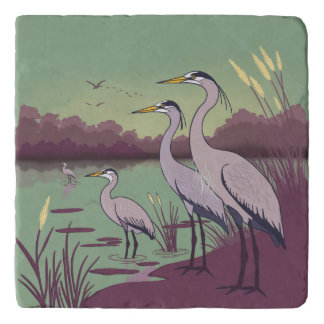 Herons by the Lake Trivet