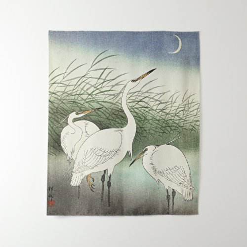 Herons in Shallow Water by Ohara Koson Tapestry