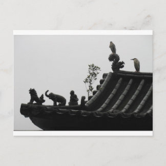 Herons on temple postcard