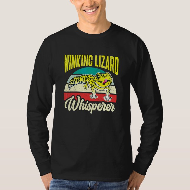 Herpetologist Winking Lizard Whisperer Retro Leopa T-Shirt (Front)