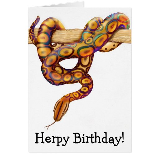 Herps Happy Birthday Rainbow Boa Snake Card | Zazzle