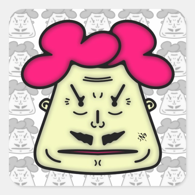 Herr Mustache cartoon face v1-1 Square Sticker (Front)