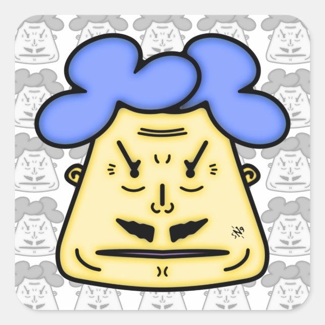 Herr Mustache cartoon face v2-1 Square Sticker (Front)