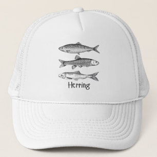 Herring fish, simple, minimal line art for marine trucker hat