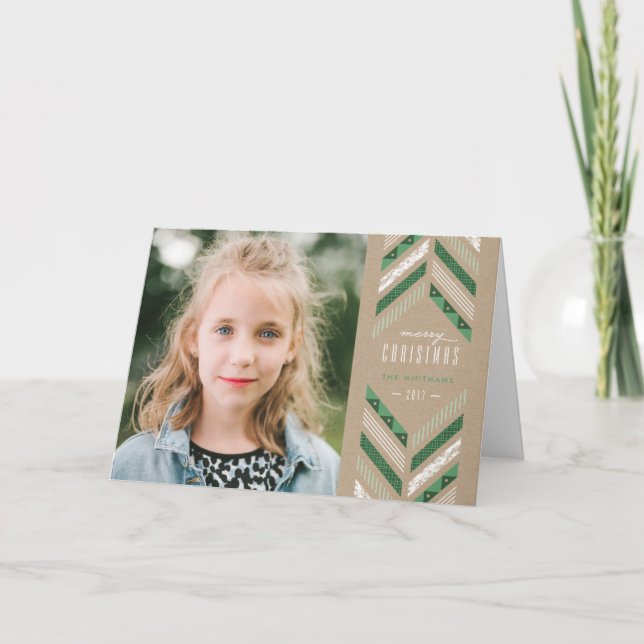 Herringbone Band Holiday Card - Clover (Front)