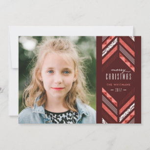 Herringbone Band Holiday Card - Maraschino