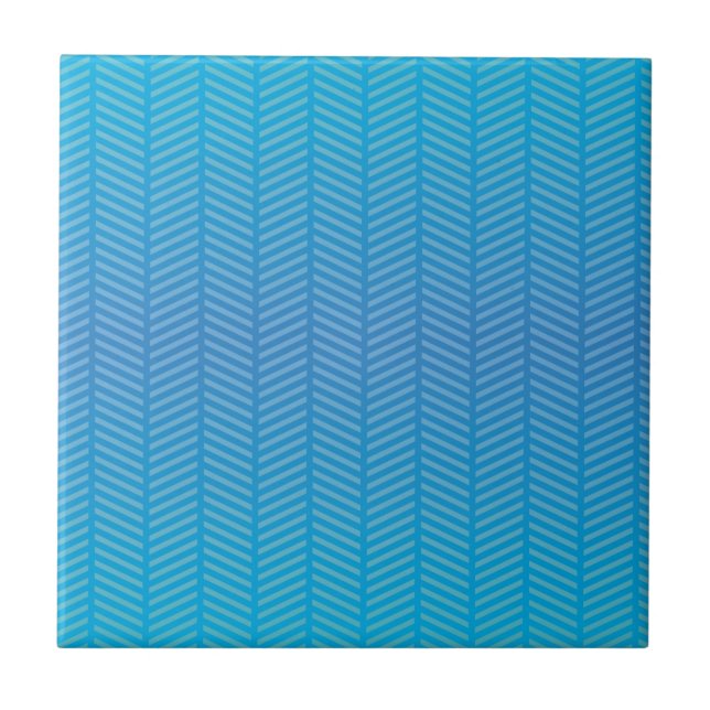 Herringbone Blue Aquamarine Tile (Front)