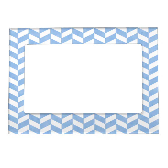 Picture Frame Design Color:blue Herringbone Blue White Beach Colors Magnetic Picture Frame | Zazzle