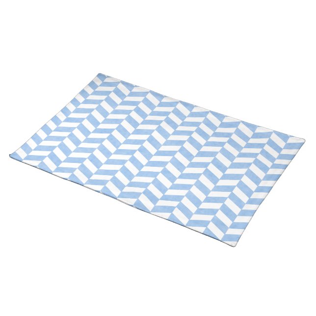 Herringbone Blue White Beach Colors Placemat (On Table)