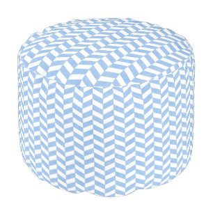 Herringbone Blue White Beach Colors Pouf