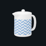 Herringbone Blue White Beach Colors Teapot<br><div class="desc">This pretty,  beach-house-inspired design has a lightly textured blue-and-white herringbone pattern. This modern,  elegant design will be perfect to match your coastal / ocean / nautical theme home decor. 

 This is part of a matching set. See the rest under the "Beach House Personalized" category of our store.</div>